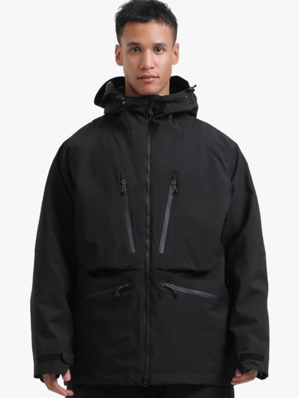 GSOU SNOW Baggy Snowboard Ski Jacket Black XL Waterproof Insulated Funnel Neck